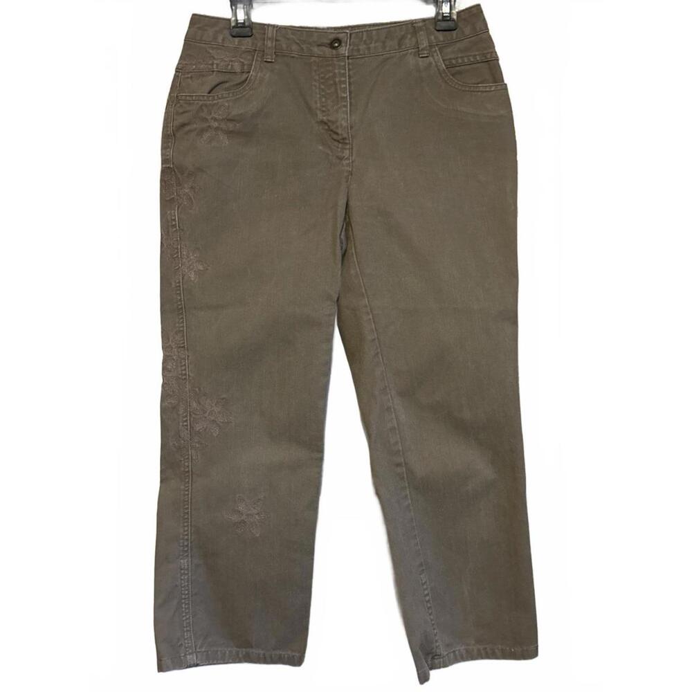 Christopher & Banks Brown Embroidered Casual Pants Size 6